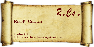 Reif Csaba névjegykártya